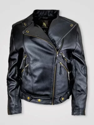 Stylish Leather Motorcycle Jacket with Asymmetrical Zipper Closure