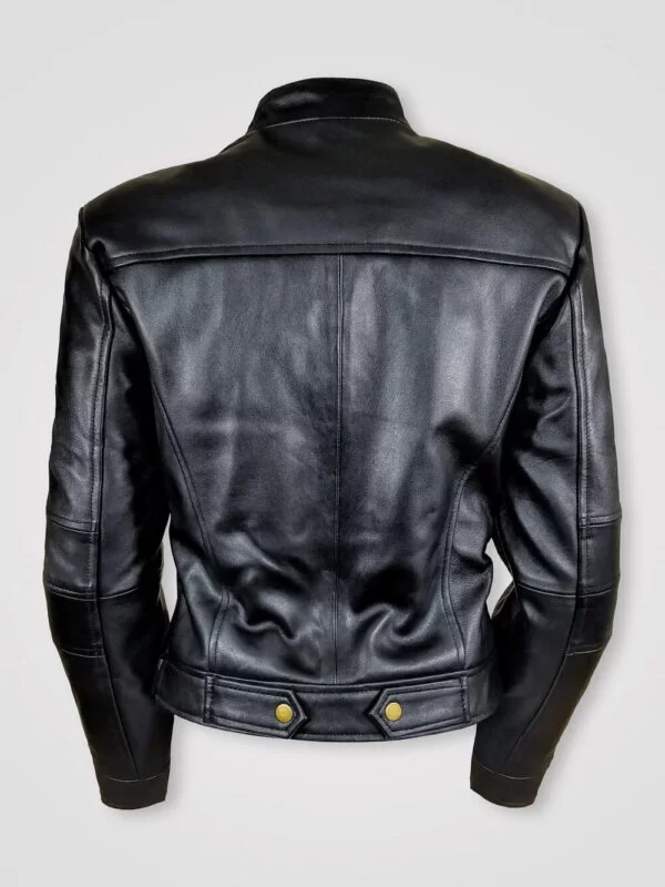 Stylish Leather Motorcycle Jacket with Asymmetrical Zipper Closure - Image 4