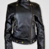 Stylish Leather Motorcycle Jacket with Asymmetrical Zipper Closure view