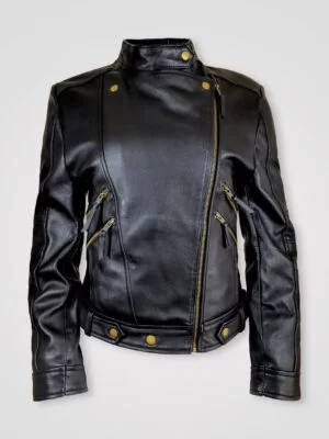 Stylish Leather Motorcycle Jacket with Asymmetrical Zipper Closure view