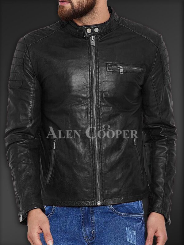 Stylish and Comfortable Real Leather Jacket for Men in Balck