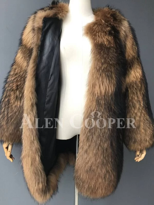 Stylish N Floppy Real Raccoon Fur Winter Outerwear for Women - Image 2