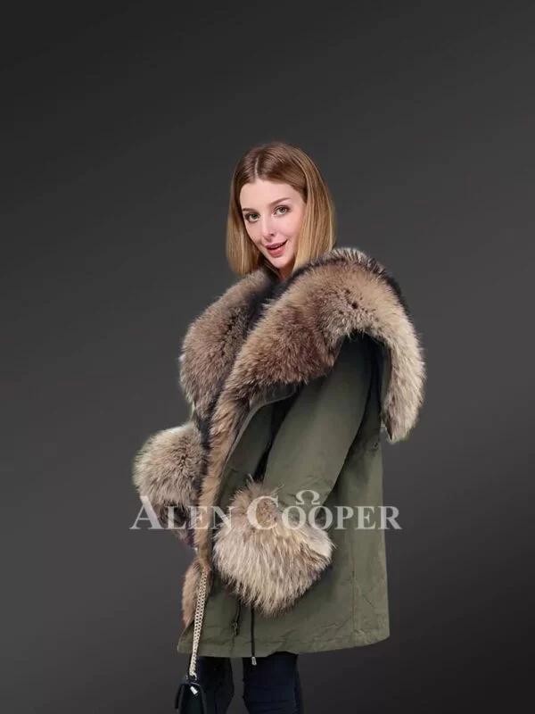 Hybrid Style Convertible Real Fur Nylon Parka for Women - Image 2