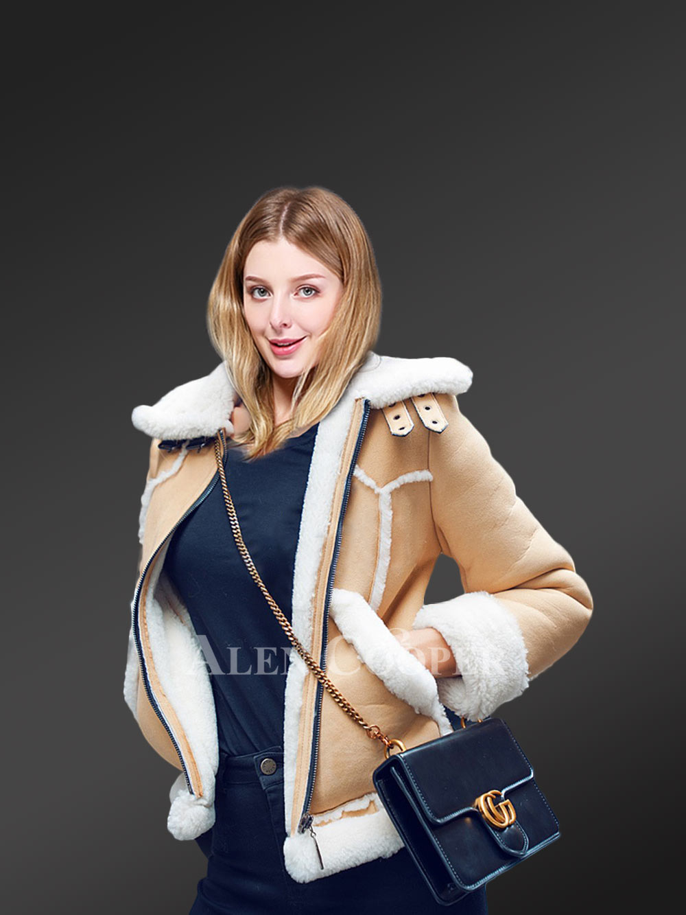 Suede Sheepskin shearling jacket for 