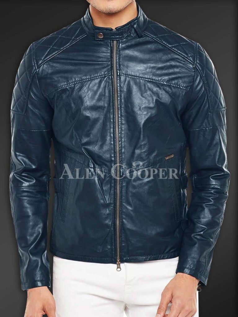 Super Soft Slim Fit Quilted Real Leather Jacket for Men