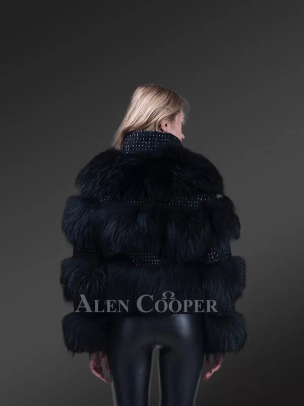 Super Soft and Incredibly Warm Coal Black Real Fox Fur Short Winter Coat for Women - Image 19