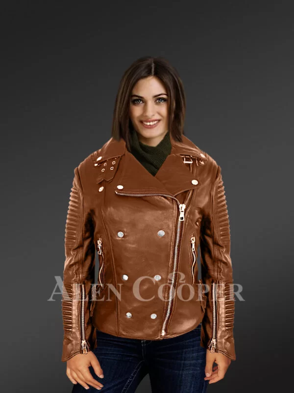 Tan leather biker jackets