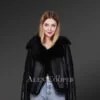 Toscana Shearling Jacket for Women in Black Nappa Finish