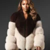 V-Shaped Fox Fur Coat for Women