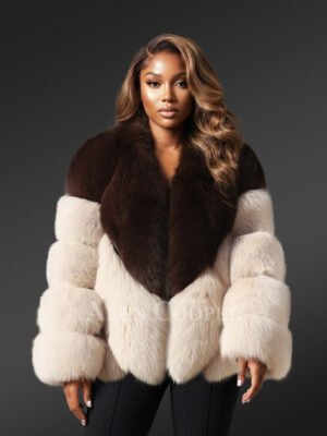 V-Shaped Fox Fur Coat for Women