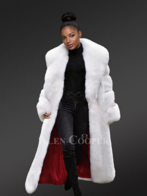 White Mink Fur Trench Coat For Women