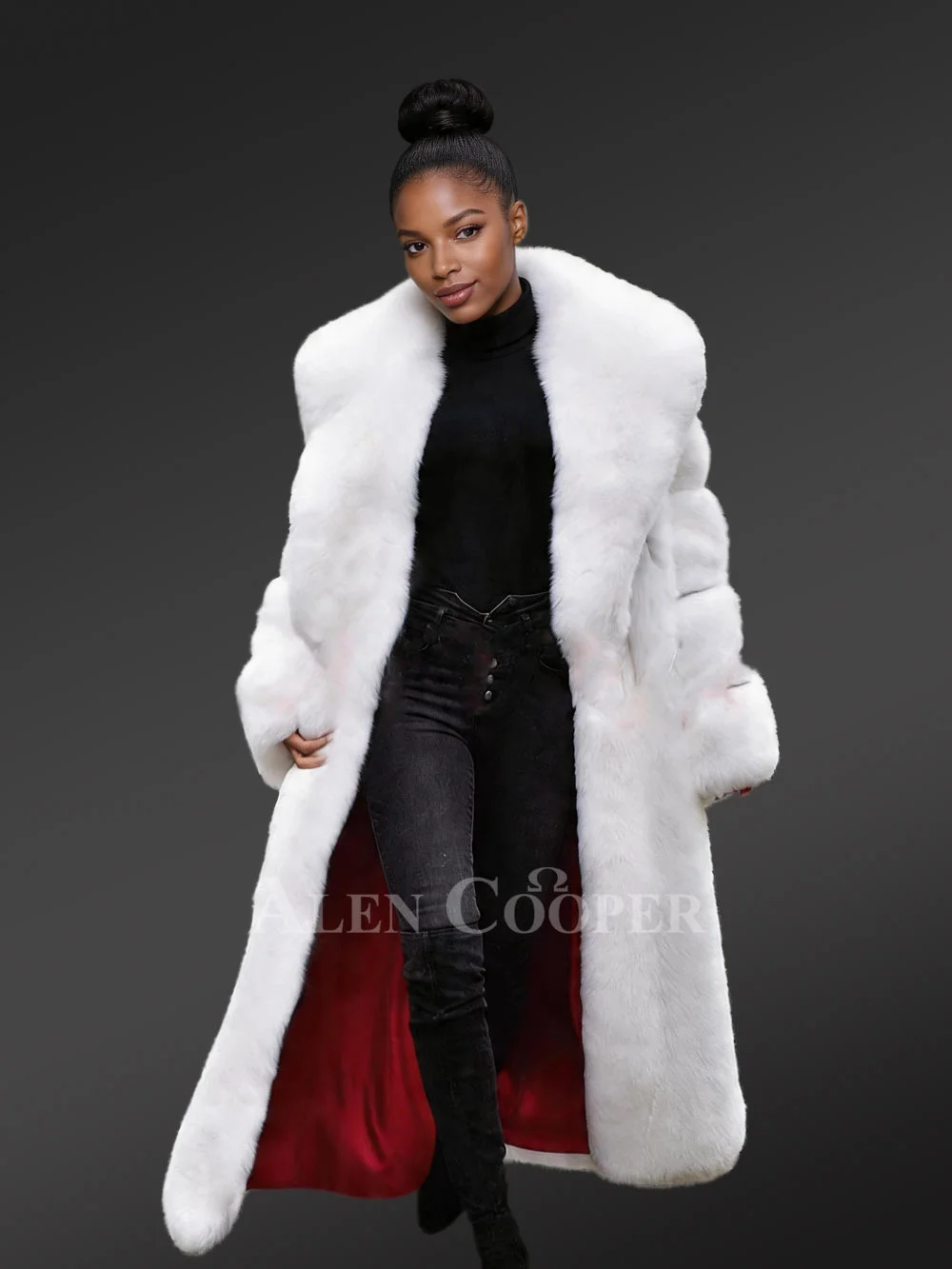 White Mink Fur Trench Coat For Women