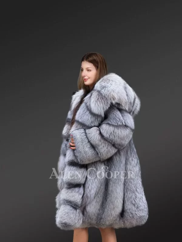 Women Long Coat in Fox Fur with Riveting Looks - Image 7