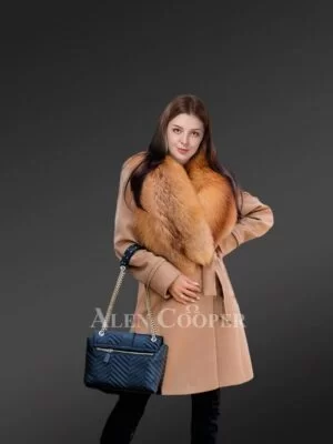 Wool Coat with Real Red Fox