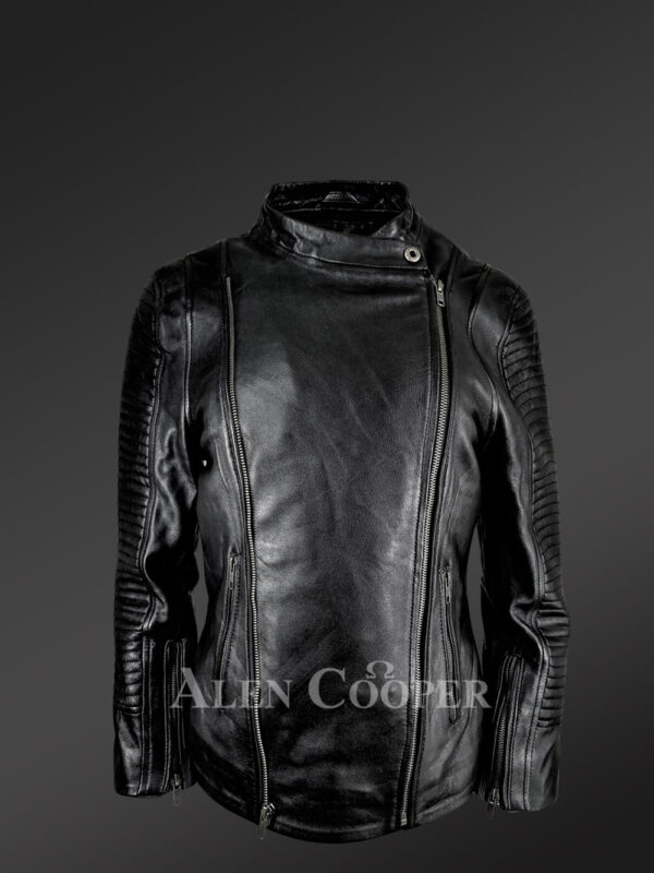 womens black leather motorcycle jacket