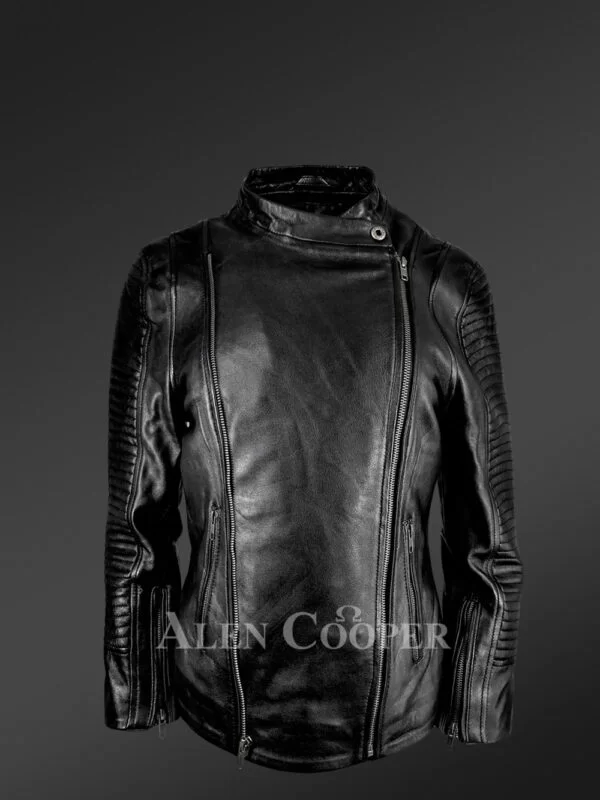 Women Double Sided Zipper Motorcycle Jacket