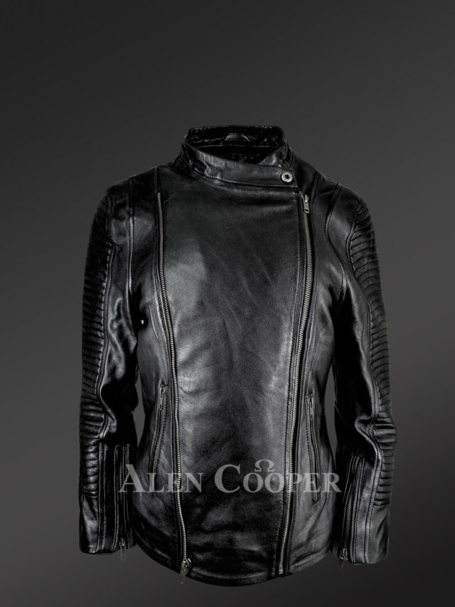 womens black leather motorcycle jacket