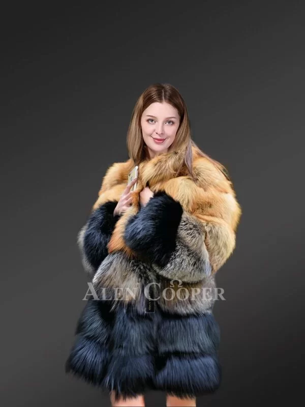 Fox Fur Multicolored Coat to Look Effortlessly Stylish - Image 3