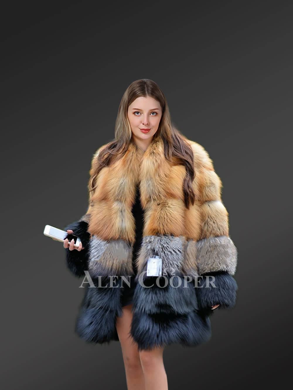 Women's Multi Fox Red Fox Coat Mixed with Silver Fox