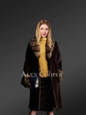 Women-elegant-brown-warm-jacket-made-from-mink-fur