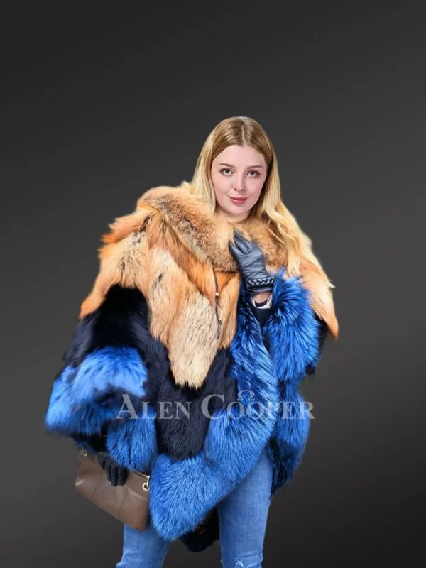 Womens Red Fox Fur Poncho – Unmatched Warmth with Unparalleled Elegance - Image 3