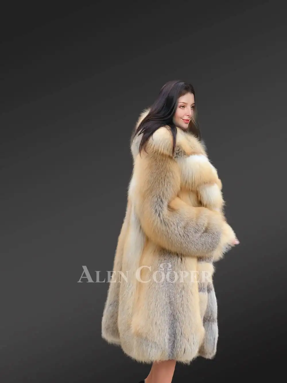 Long fox fur coat for women in Alluring Dressy Style - Image 5