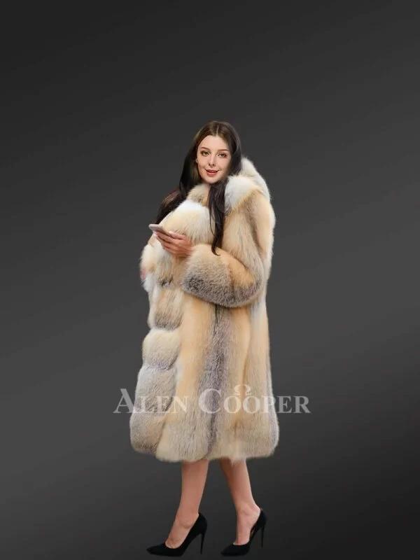 Long fox fur coat for women in Alluring Dressy Style - Image 6