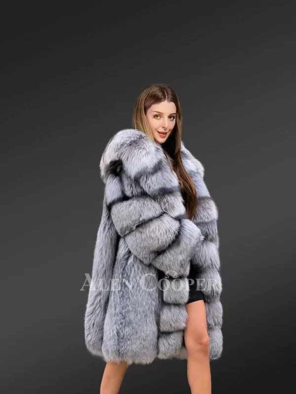 Women Long Coat in Fox Fur with Riveting Looks - Image 5