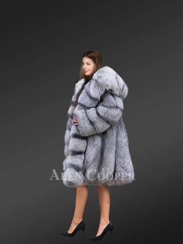 Women Long Coat in Fox Fur with Riveting Looks - Image 6