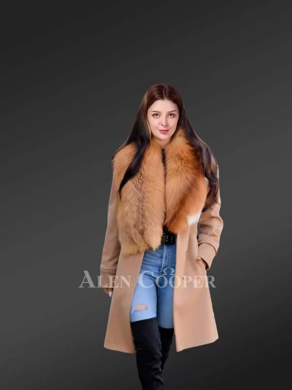 Womens Woolen Coat With Fox Fur Attachment For Ultimate Classy Looks - Image 7
