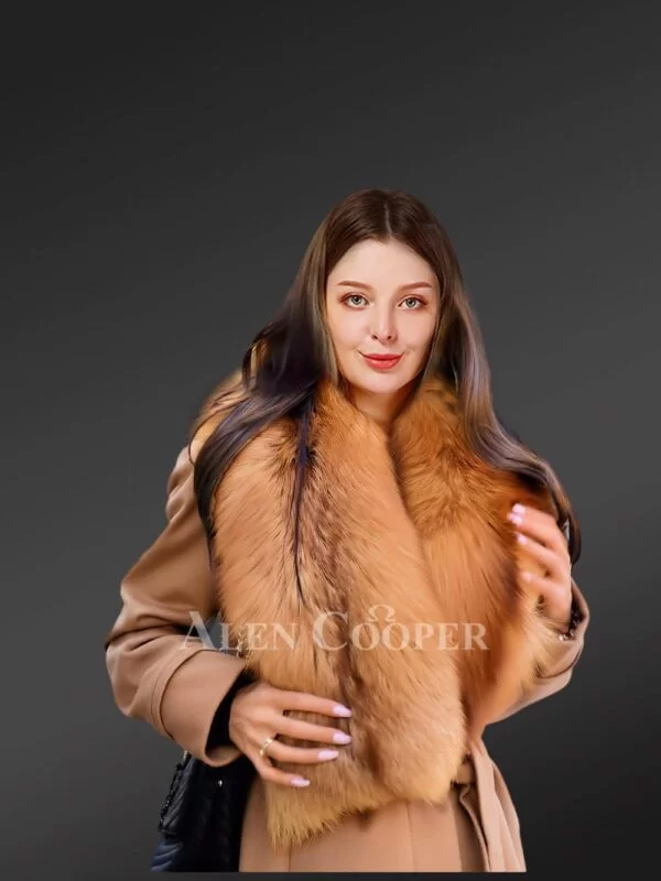 Womens Woolen Coat With Fox Fur Attachment For Ultimate Classy Looks - Image 3
