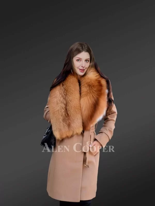 Womens Woolen Coat With Fox Fur Attachment For Ultimate Classy Looks - Image 5