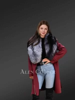 Wool Coat with Real Silver Fox