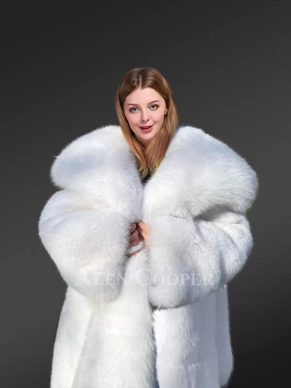 Authentic Arctic Fox Fur Coat is Cosy & Lavish Winter Wear in Milky White - Image 6