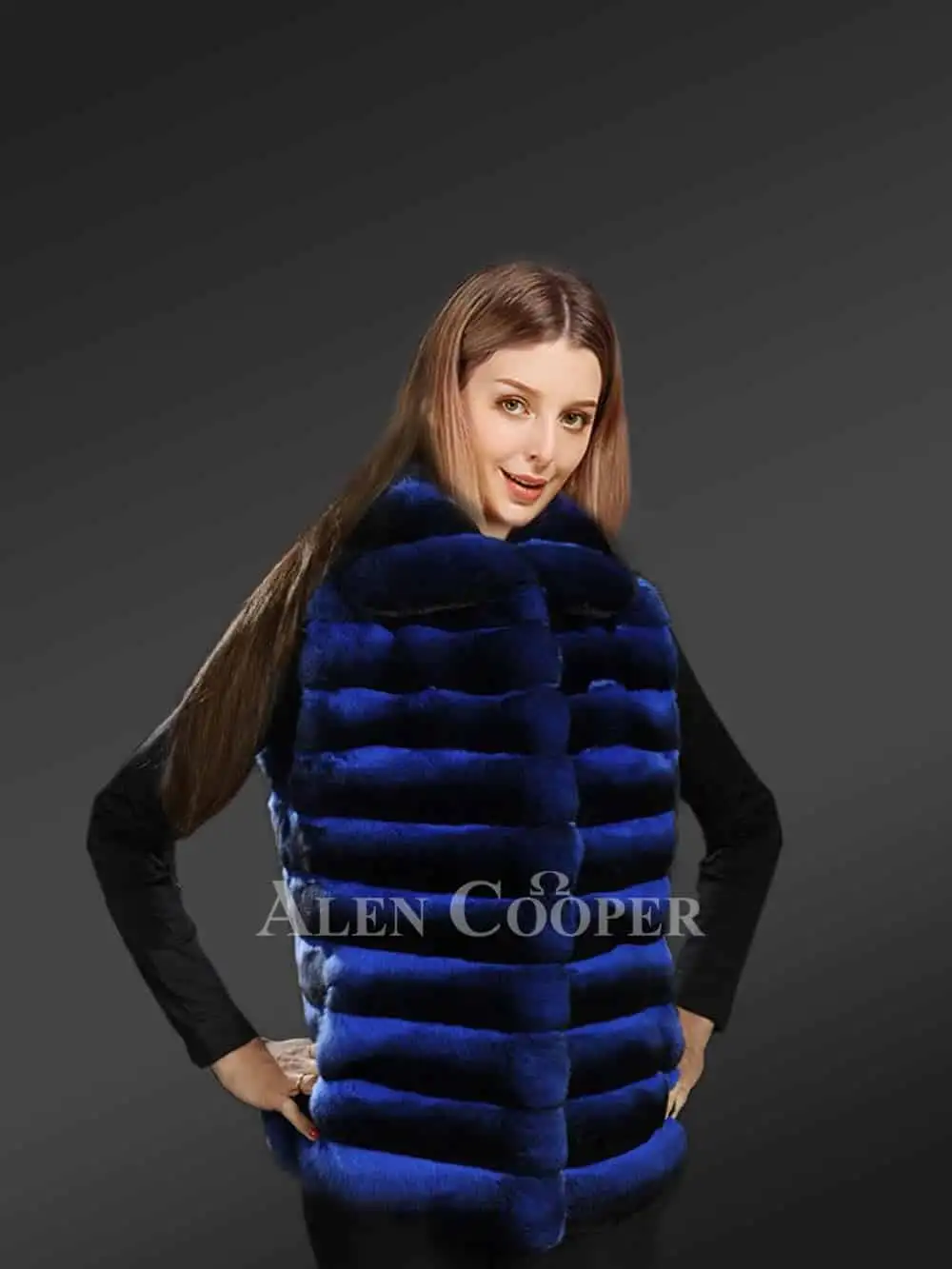 Chinchilla Vest for Women with a Stylish Broad Collar - Image 6