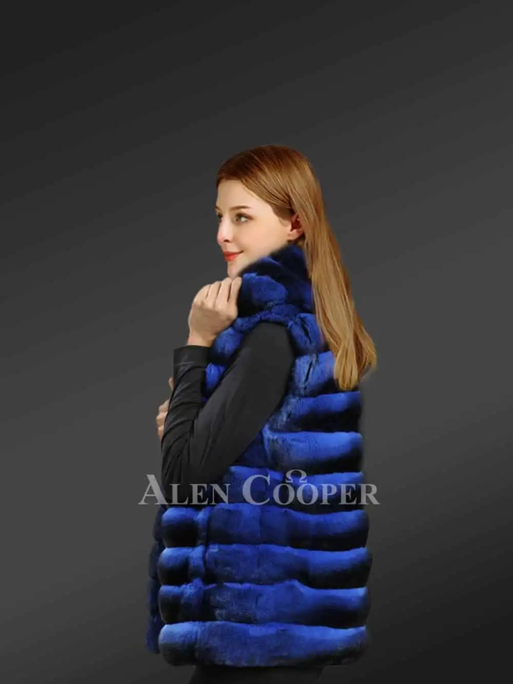 Chinchilla Vest for Women with a Stylish Broad Collar - Image 5