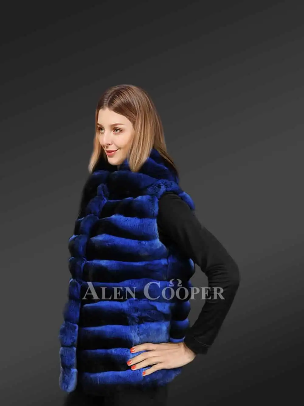 Chinchilla Vest for Women with a Stylish Broad Collar - Image 4