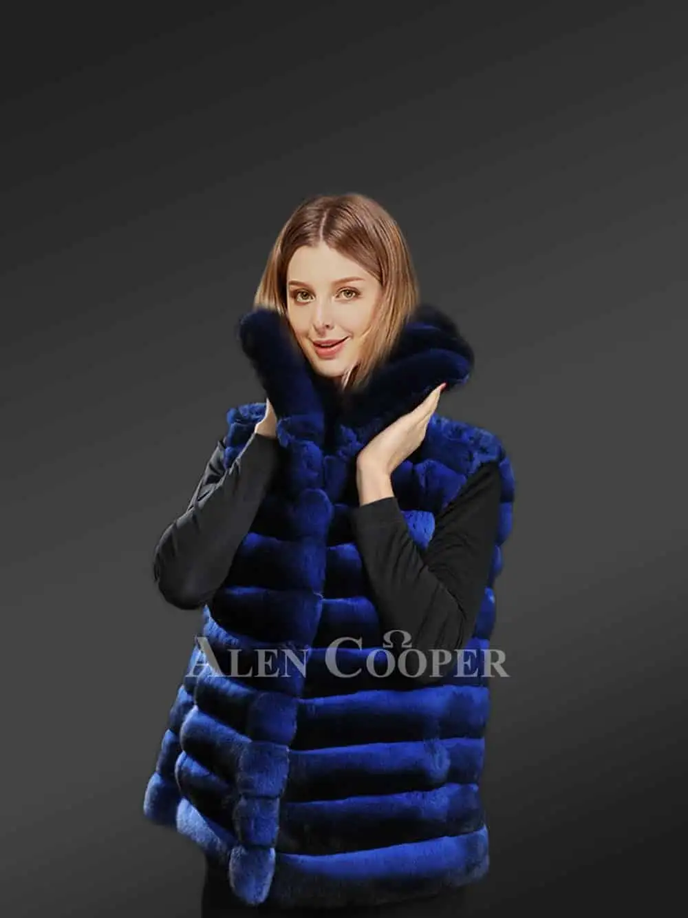 Chinchilla Vest for Women with a Stylish Broad Collar - Image 8