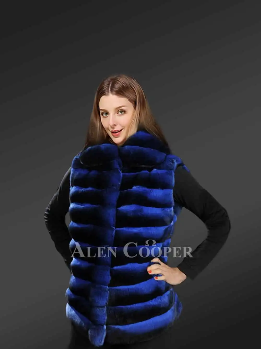 Chinchilla Vest for Women with a Stylish Broad Collar - Image 7