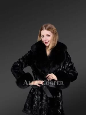 Womens-Belted-Diamond-Mink-Coat-with-Foc-Fur-Collar-Cuff-Trims