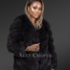 Womens Black Fox Fur Coat