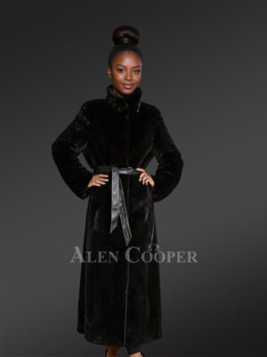 Womens Black Long Coat with Leather Belt – Showcase a Powerful Persona in Style