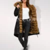 Women’s Canadian Fox Fur Hybrid Black Parka Convertibles