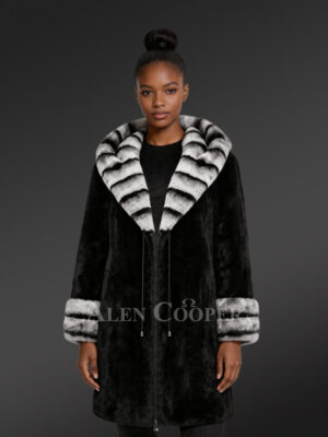 Womens Coat in Rex Rabbit Fur with Hood