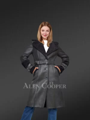 Sheepskin Sherling Women Overcoat