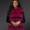 Womens Fox Fur Vest in Wine Shade