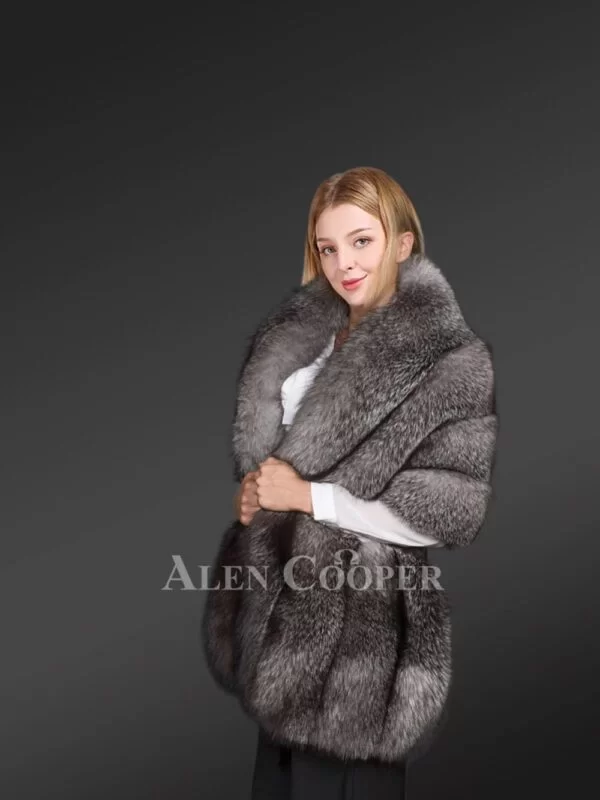 Golden Fur Poncho For Women - Image 2