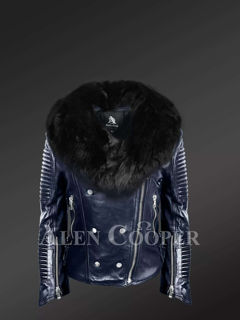 FLAVOR Men's Real Leather Bomber Jacket with Removable Fur Collar Aviator  at  Men’s Clothing store