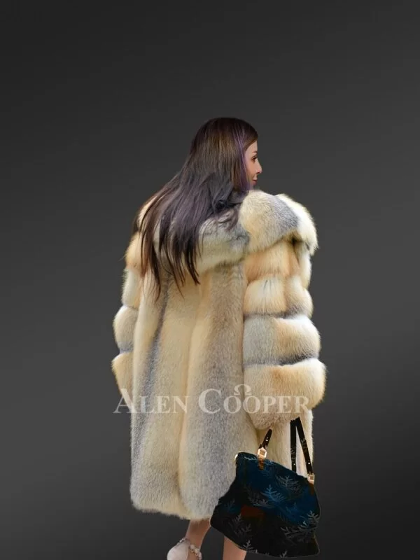 Fox Fur Long Coat With Hood For Elegance & Comfort - Image 8