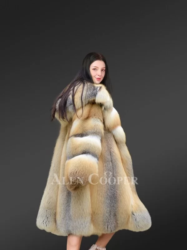 Fox Fur Long Coat With Hood For Elegance & Comfort - Image 7